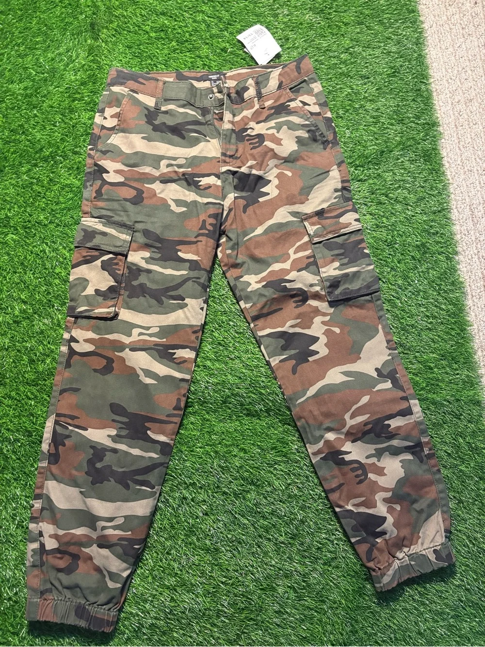 Kid's Camouflage Cargo Jogger Pants - Green Camo